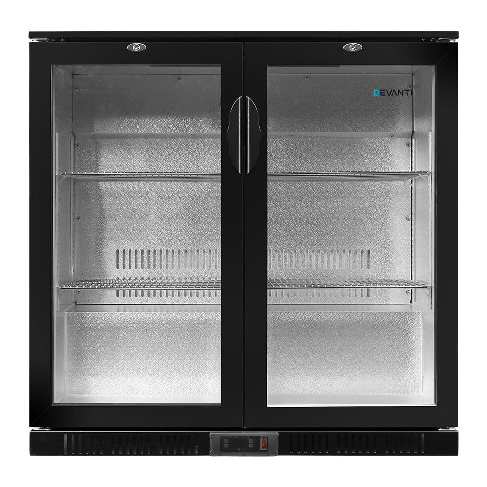 NNEDSZ Bar Fridge 2 Glass Door Commercial Display Freeer Drink Beverage Cooler Black