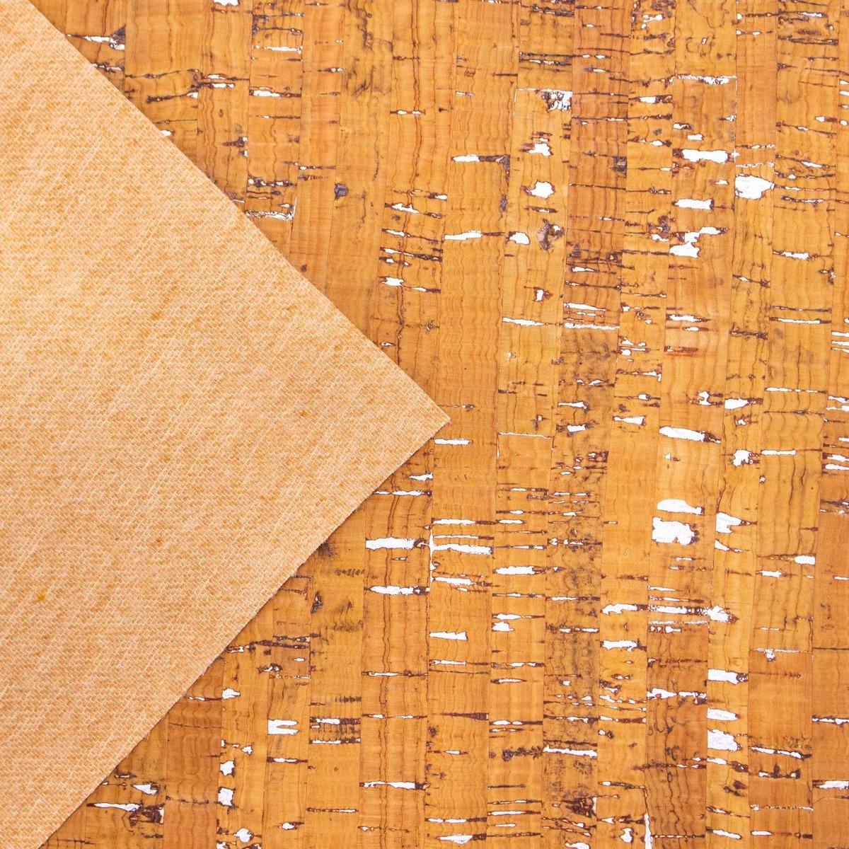 Light yellow with silver cork textile sheet COF-369