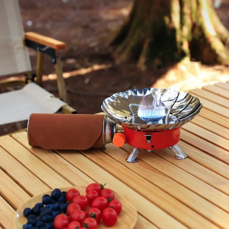NNEOBA Windproof Mini Folding Camping Gas Stove Red