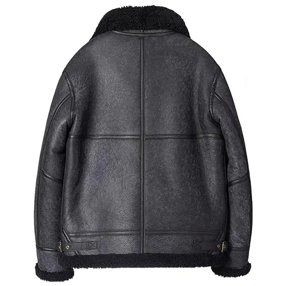 Men’s Grey B3 Bomber Jacket Sheepskin Shearling Coat