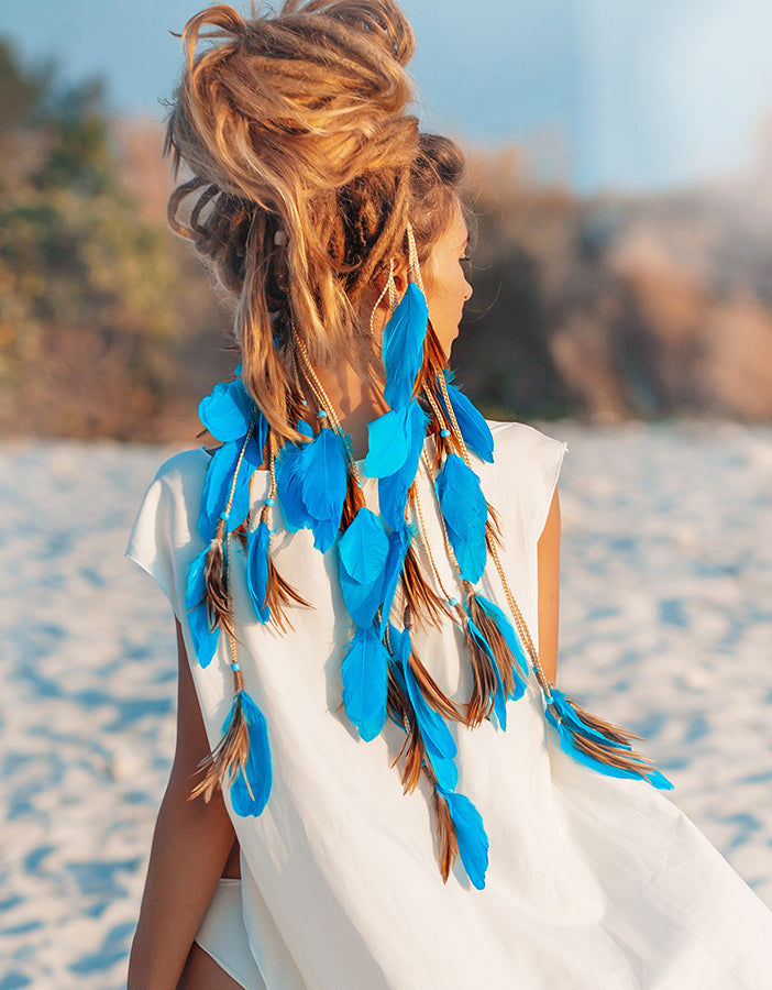 Hair product colored feather hair ornament orange AFROline (1pc)