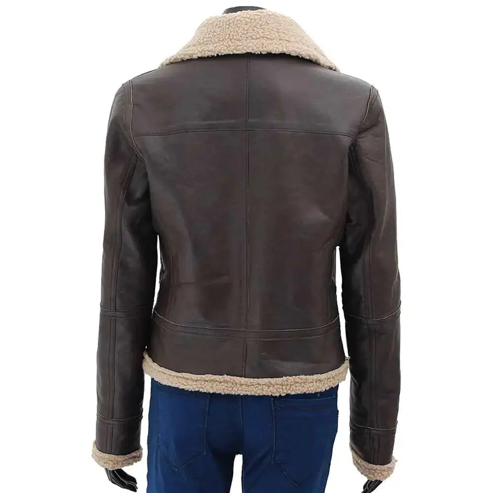 Womens Brown B3 Bomber Leather Jacket